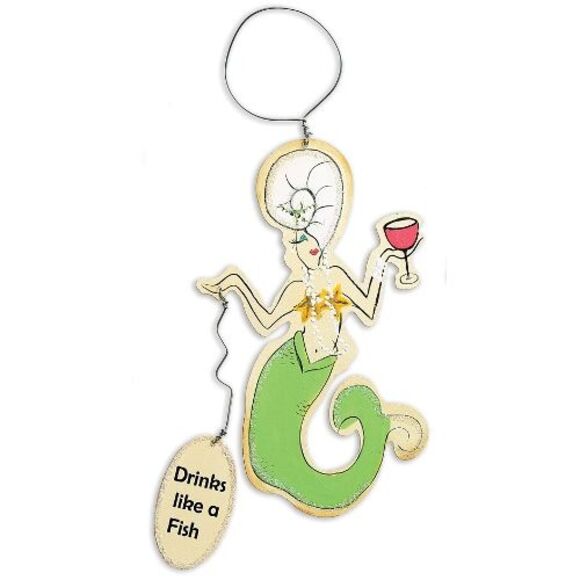 Make a Splash Drink Like a Fish Mermaids Wine Bottle Charms Set of 3 - Picture 3 of 8